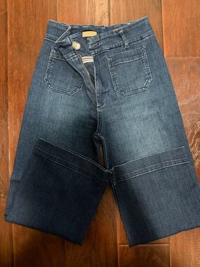 Pilcro Dark Blue Wide-Leg Jeans